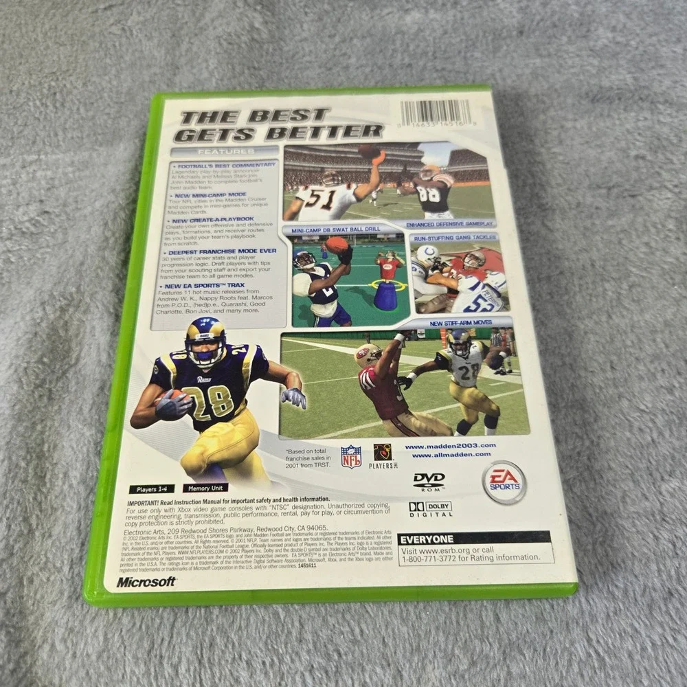 Madden NFL 2003 Microsoft Xbox‎ OG Game CIB Marshall Faulk EA Sports Tested